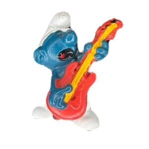 Vintage Rock ’n Roll Smurf Figure 20023 | Red Guitar | Schleich Peyo 1977